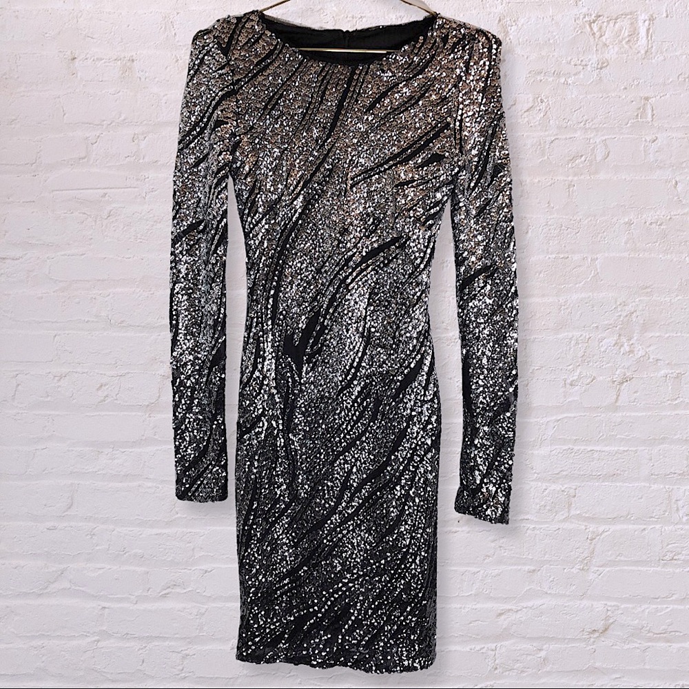 Exclusive Sparkly Silver Sequin Aqua Dress Size 0
